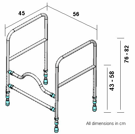 Prima mit Toilettenaufsatz, Toilettenstützgestell Technische Daten