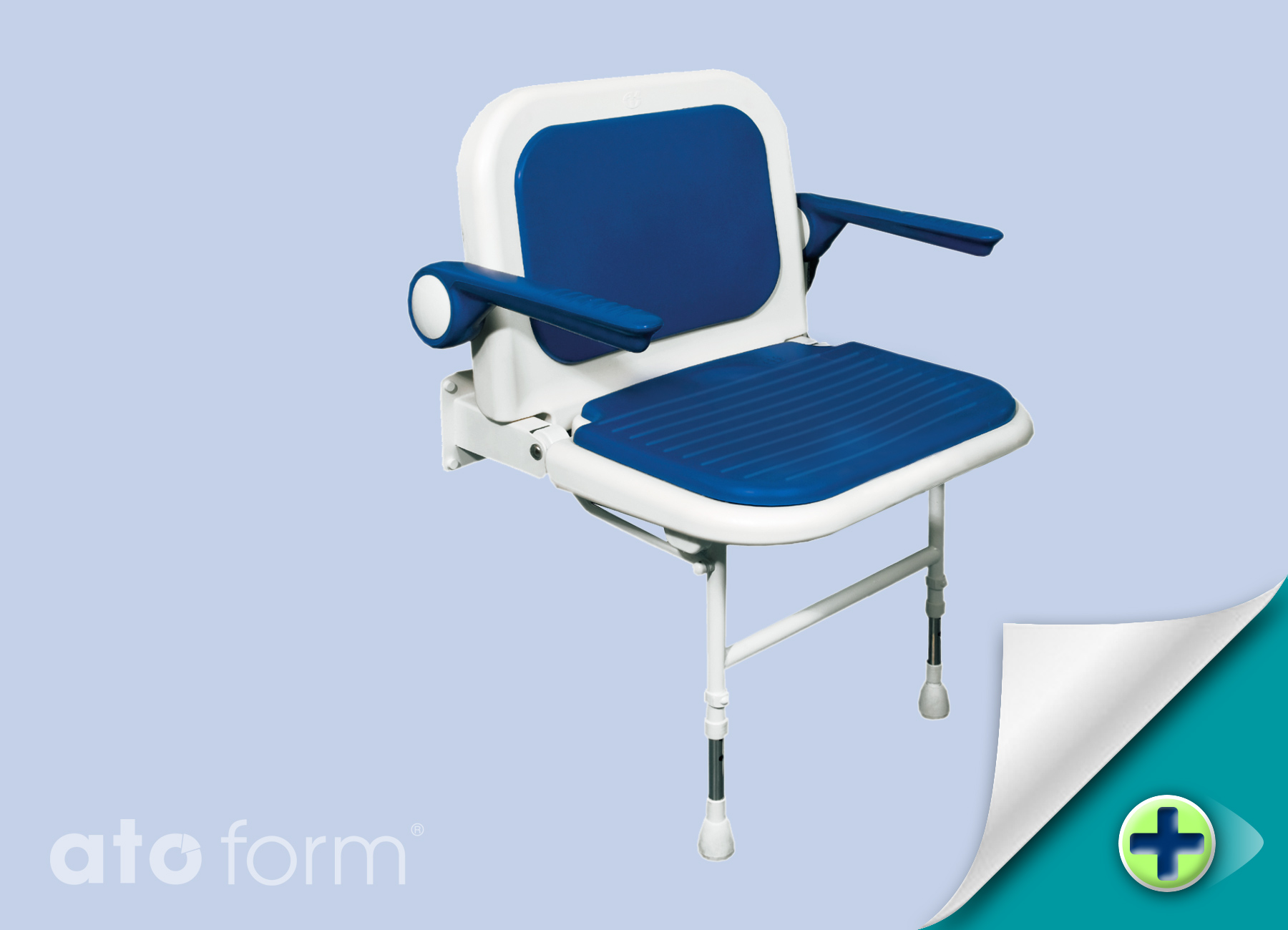 Duschklappsitz 4000, breit, mit Arm- und Rückenlehne