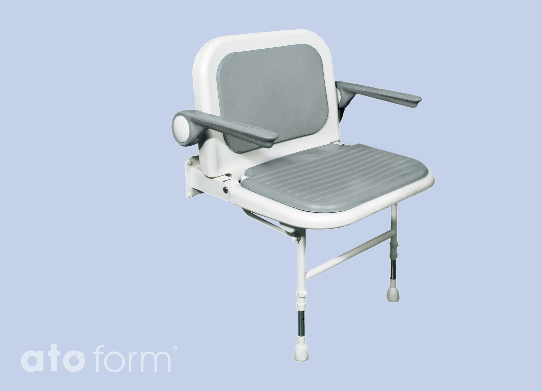 Duschklappsitz 4000, breit, mit Arm- und Rückenlehne