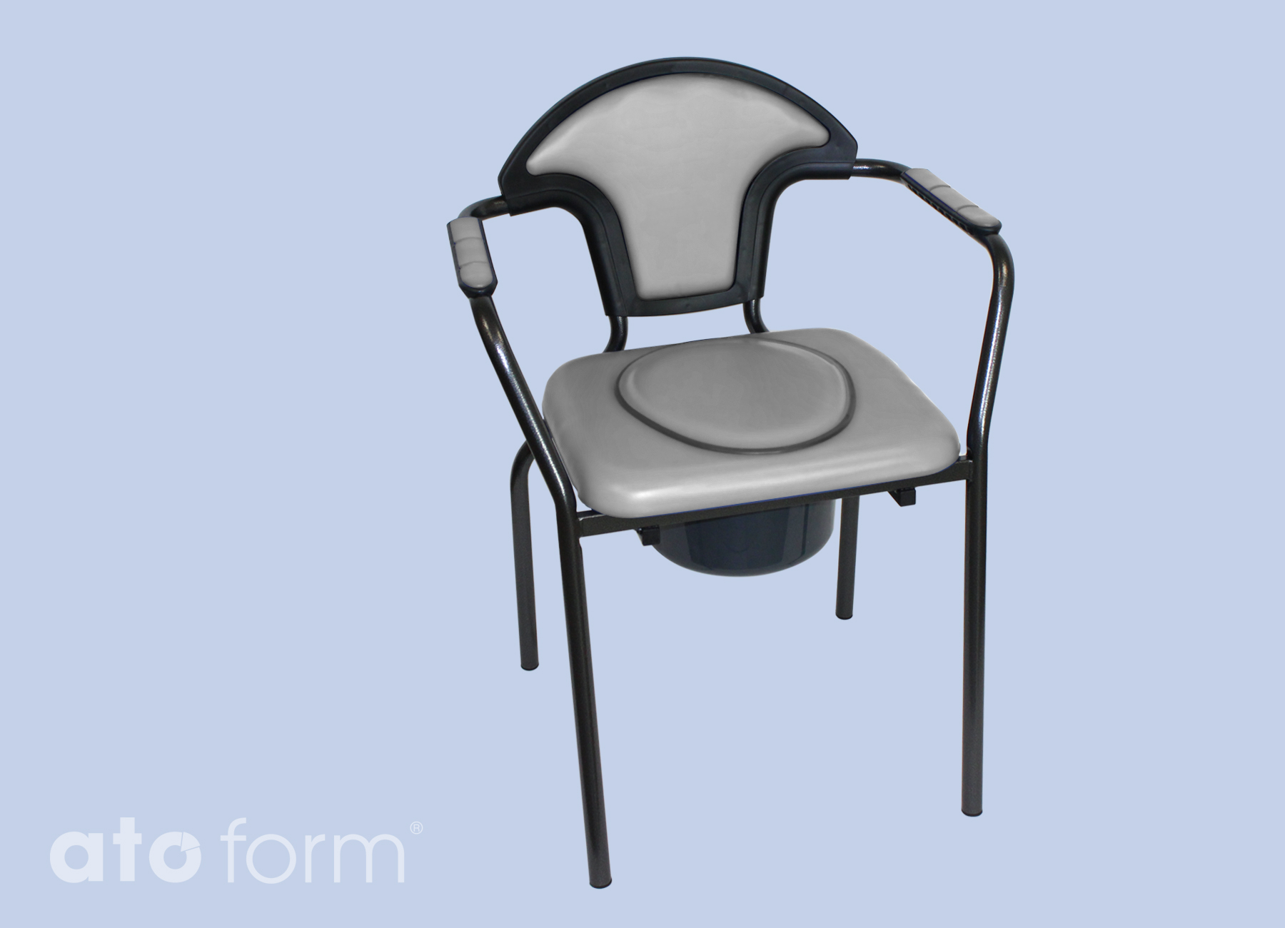 New Open Toilettenstuhl (Modell 2023) Standardsitzplatte, Höhe fix