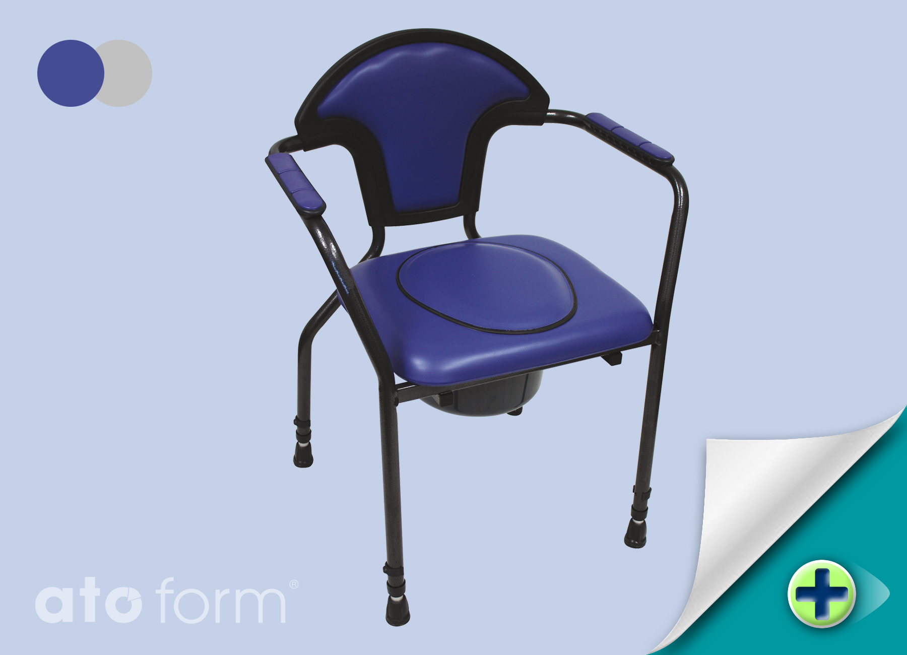 New Open Toilettenstuhl (Modell 2023) Standardsitzplatte, Höhe verstellbar