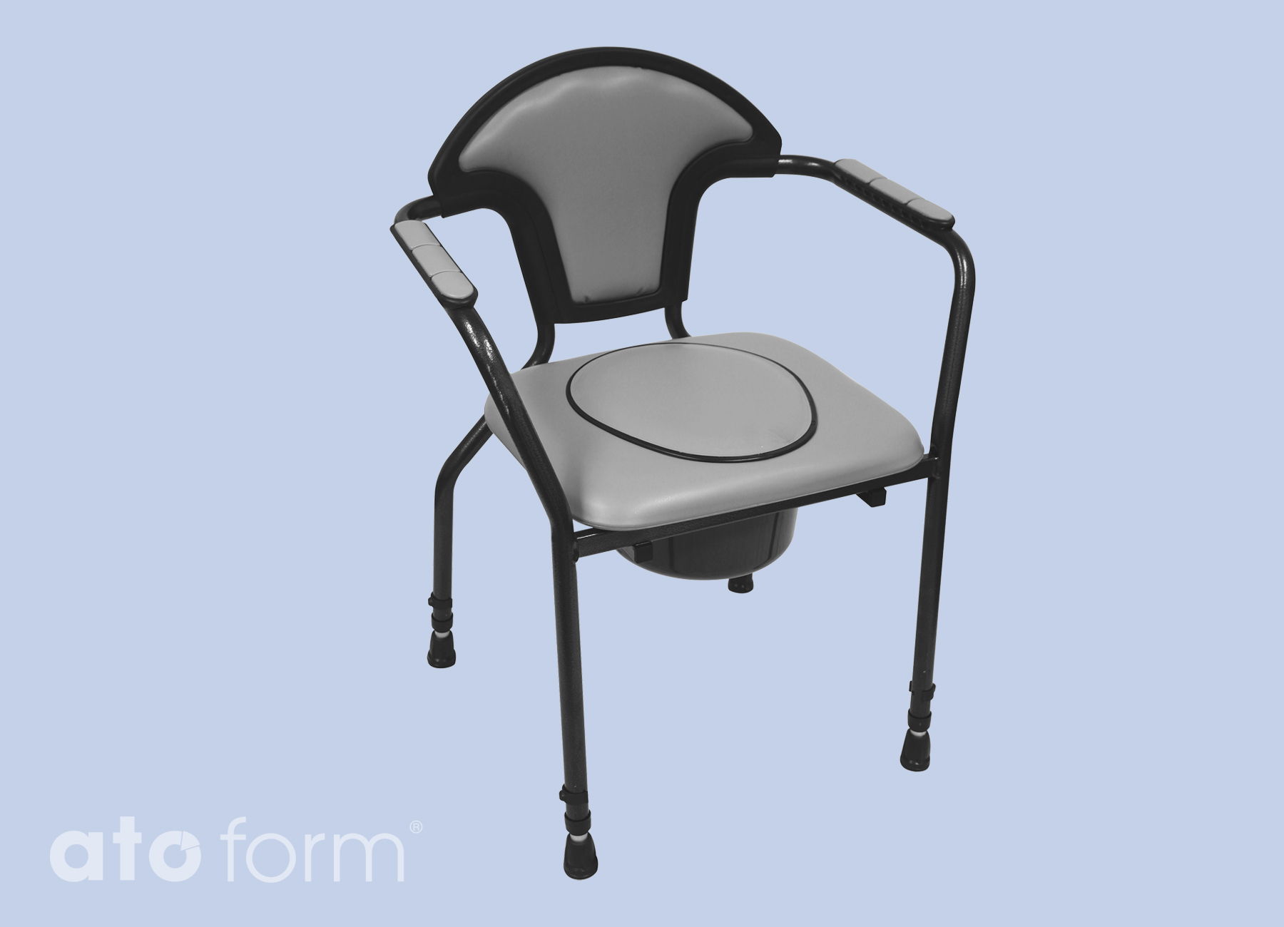 New Open Toilettenstuhl (Modell 2023) Standardsitzplatte, Höhe verstellbar