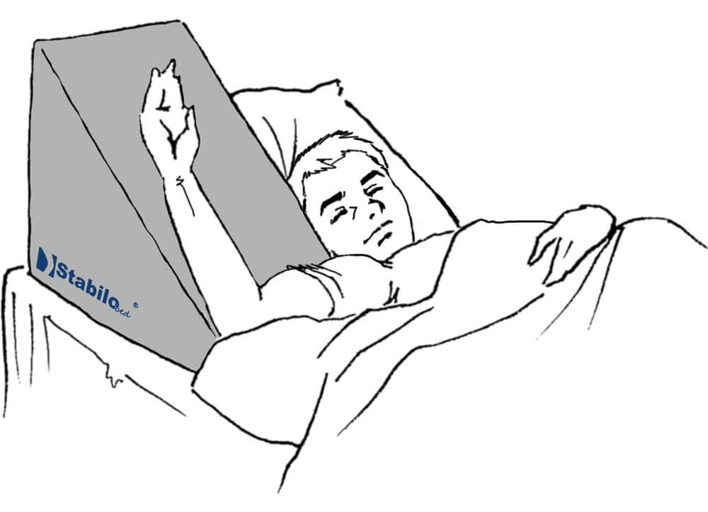 Anwendung StabiloBed Hochlagerungskeil für Unterarm